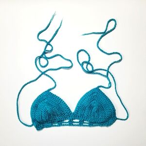 Teal Hand-Crochet Bikini Top